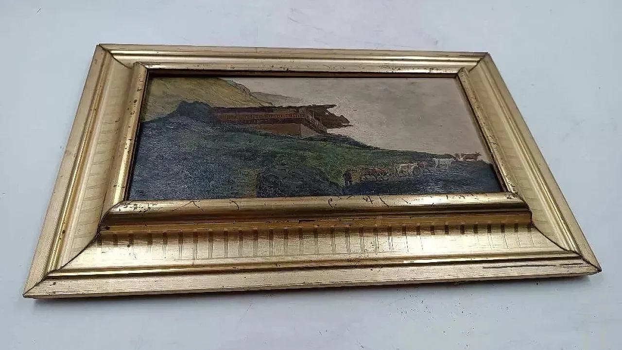 Paesaggio montano, olio su cartone, fine '800 3