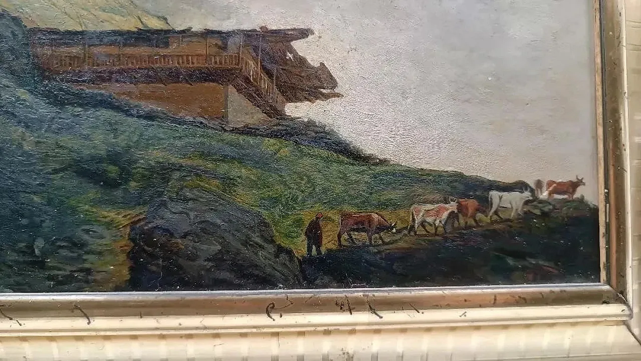 Paesaggio montano, olio su cartone, fine '800 5
