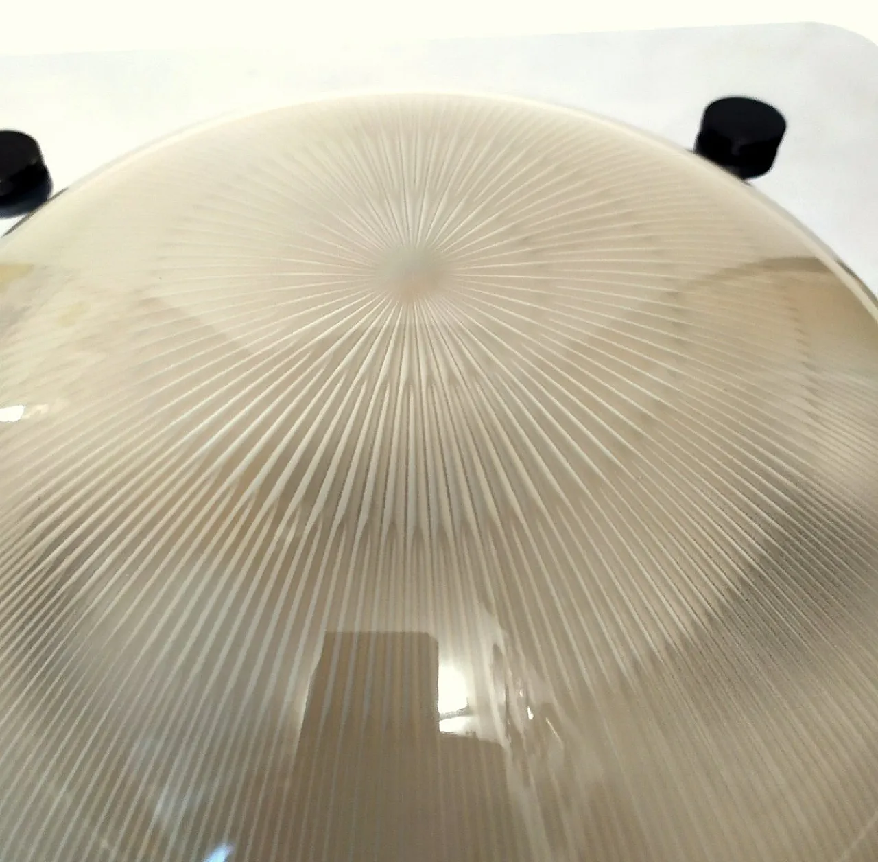 Large glass and steel wall lamp attributed to Lamperti, 1960s 7