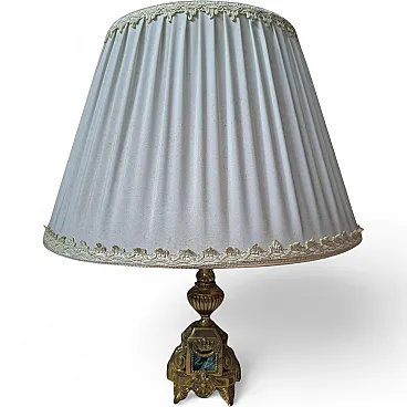 Brass and green marble table lamp, 1950s