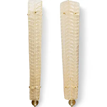 Pair of brass and Murano glass gold Graniglia sconces, 20th century