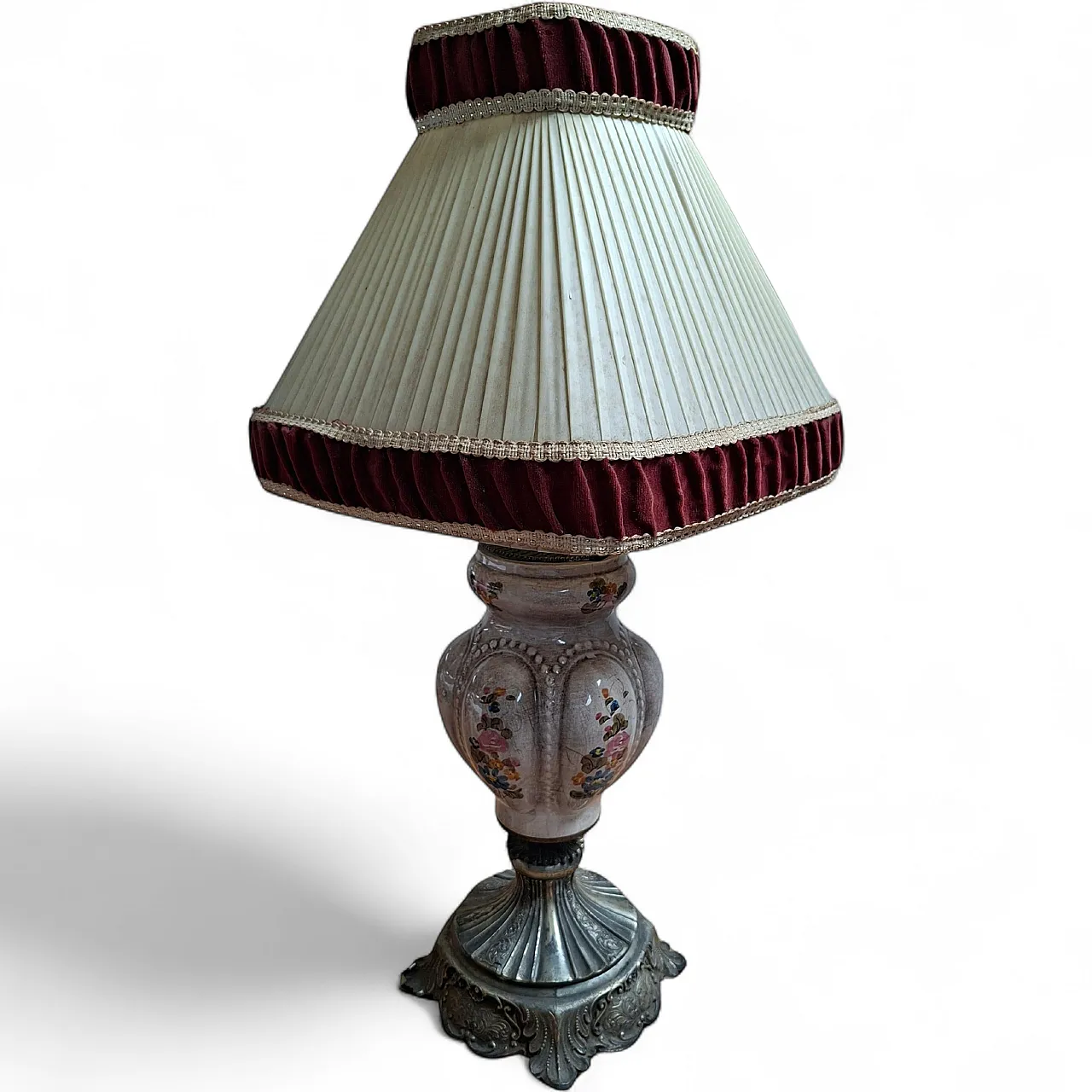 Hand-painted ceramic and velvet table lamp, 20th century 18