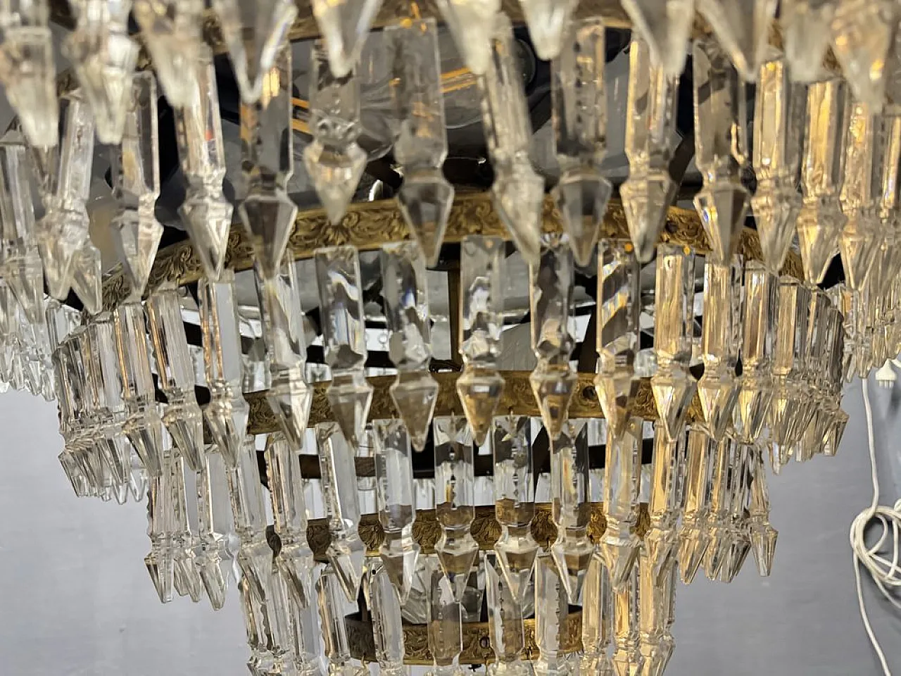 Bronze and crystal chandelier, Italy, 1950s 9