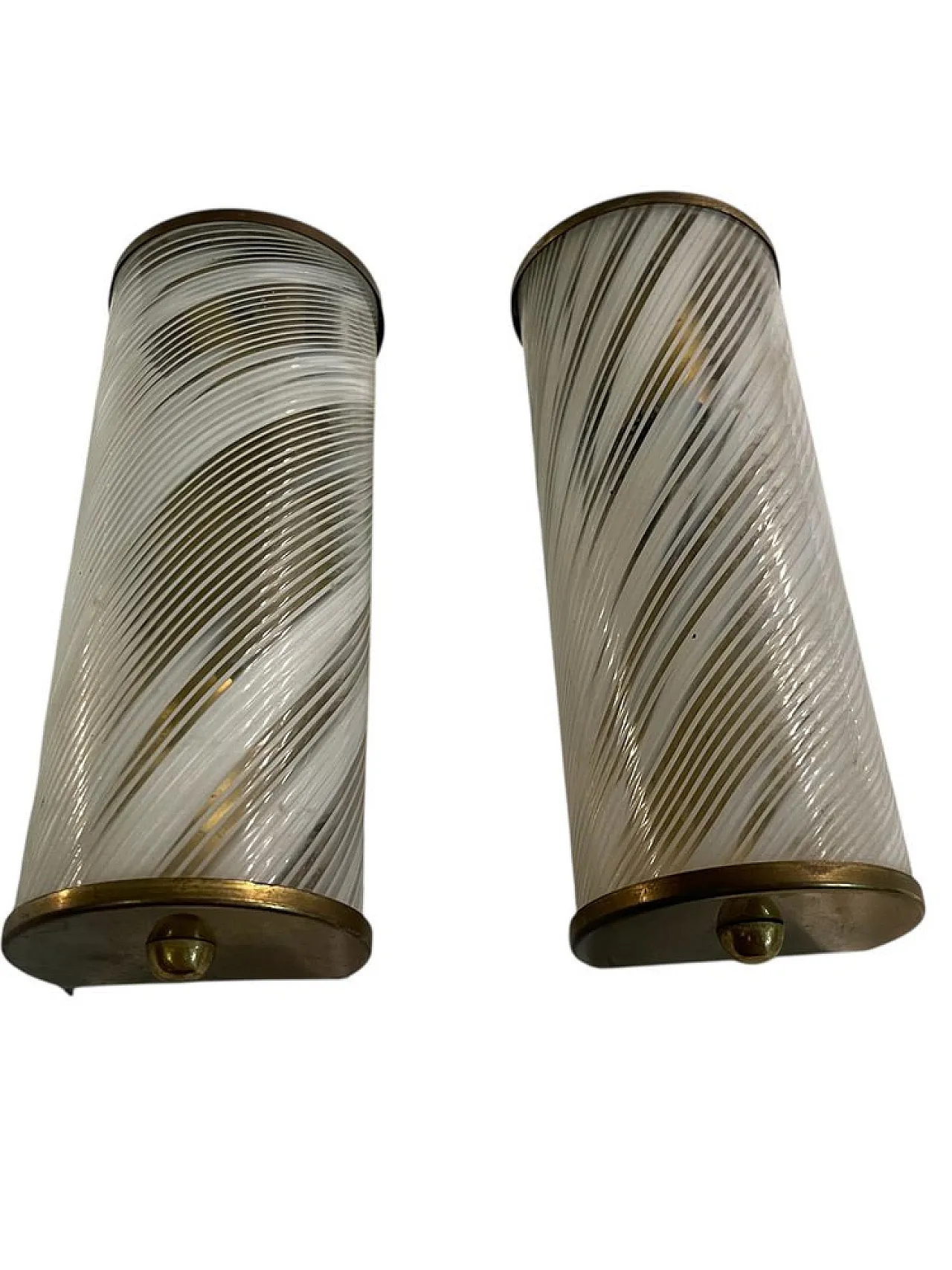 Pair of Murano glass and brass sconces by Paolo Venini, 1970s 1