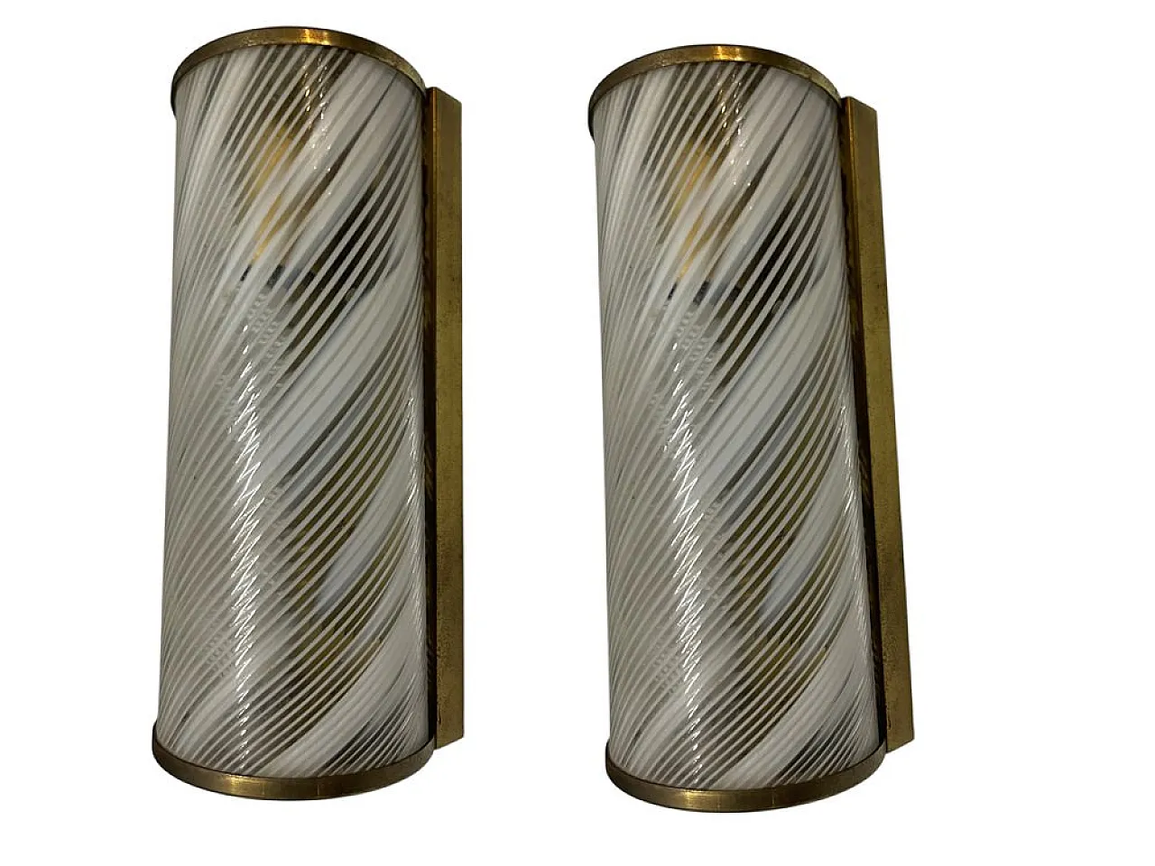 Pair of Murano glass and brass sconces by Paolo Venini, 1970s 2