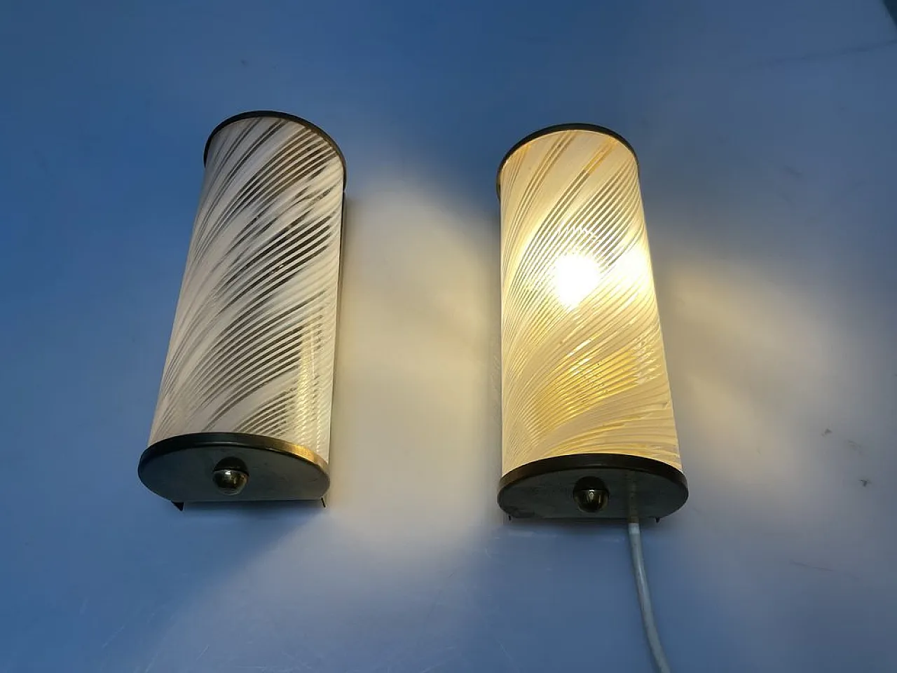 Pair of Murano glass and brass sconces by Paolo Venini, 1970s 3
