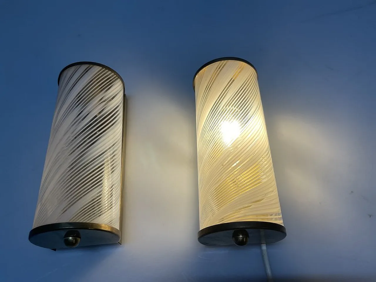 Pair of Murano glass and brass sconces by Paolo Venini, 1970s 4