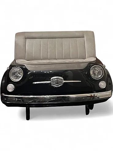Black Fiat 500 front sofa with light gray padding, 2000s