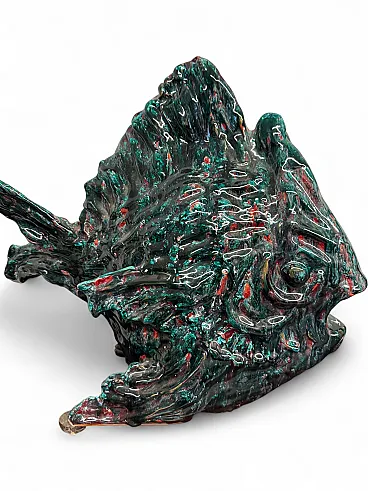 Modern majolica fish sculpture Faenza, 50s
