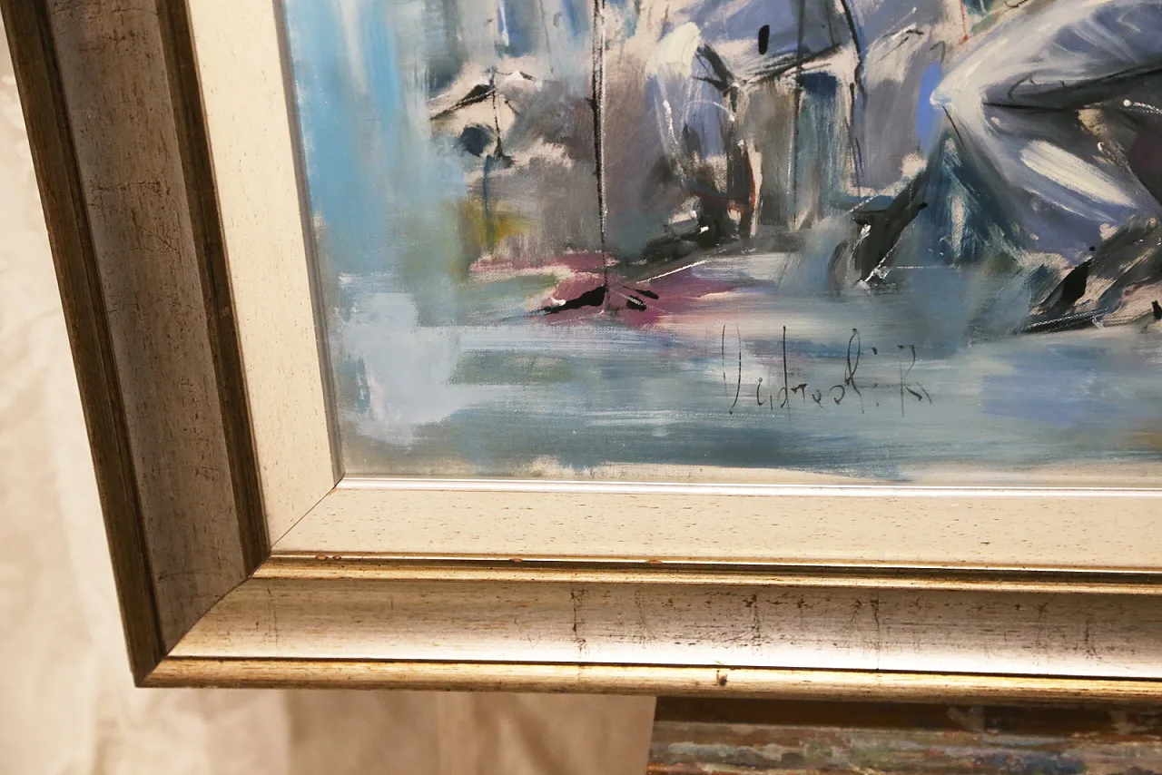 Roberto Andreoli quadro olio su tela musicisti jazz concerto, anni '50 9