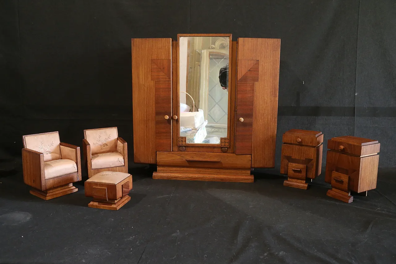 Modello miniatura camera da letto Decò campionatura per mobilieri 1