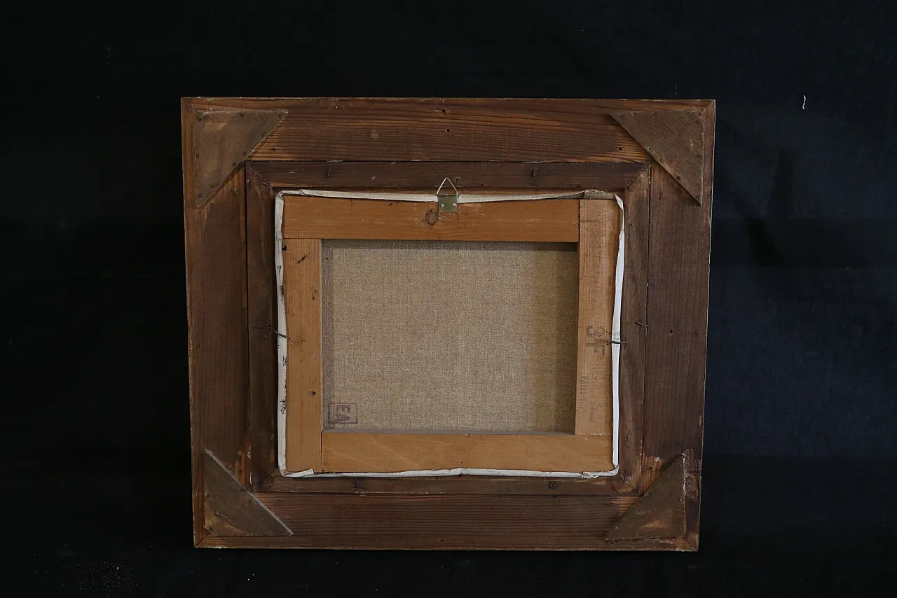 Quadro olio tela marina notturna francese datato firmato, 1963 13