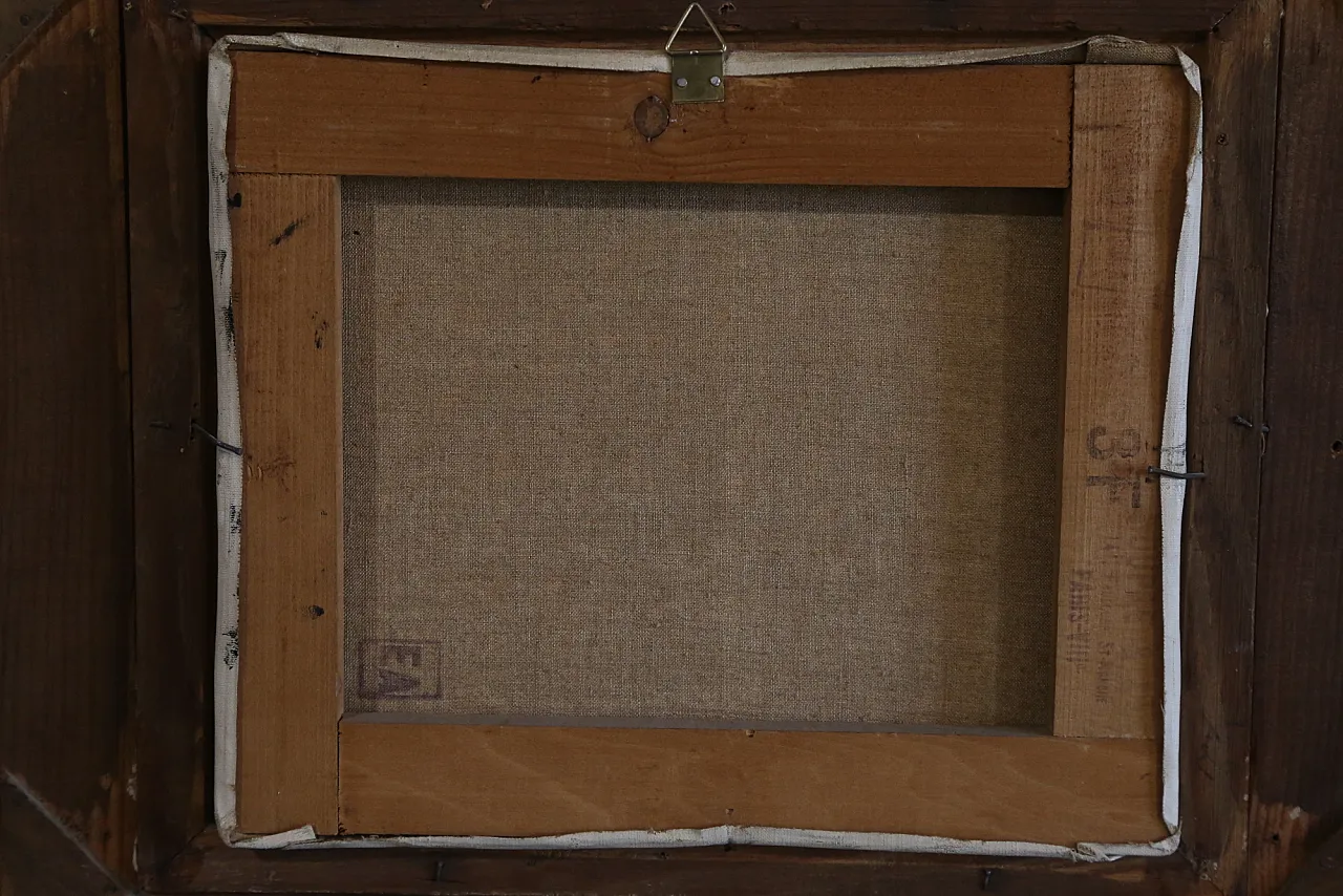 Quadro olio tela marina notturna francese datato firmato, 1963 14