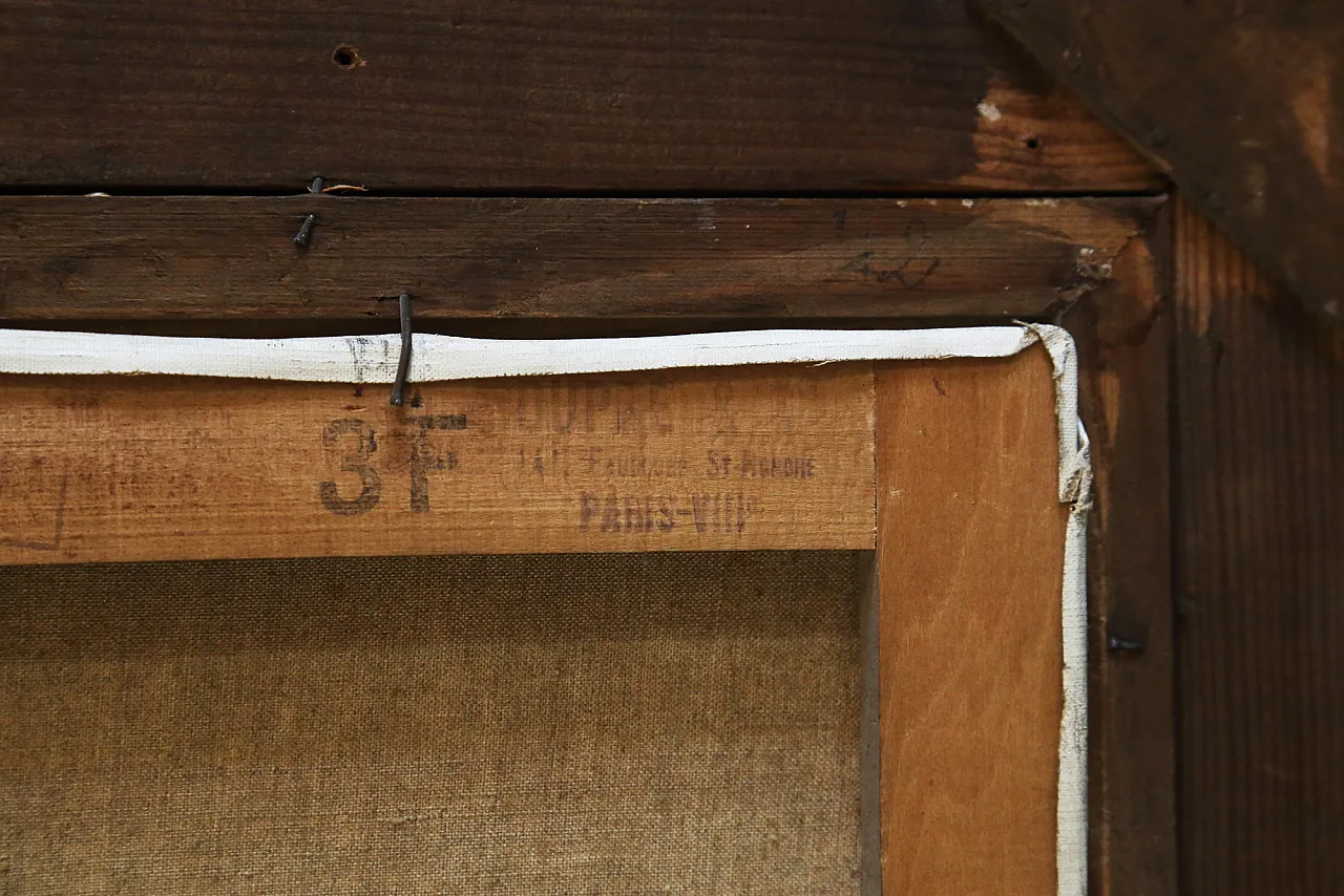 Quadro olio tela marina notturna francese datato firmato, 1963 15