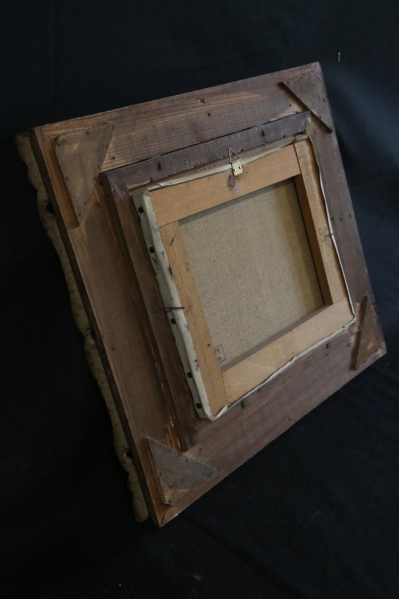 Quadro olio tela marina notturna francese datato firmato, 1963 23