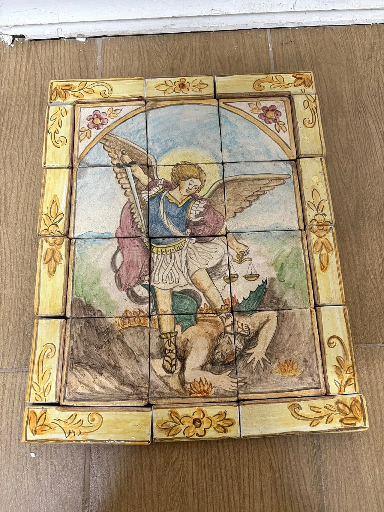Tile painting of Saint Michael the Archangel, 50s 1