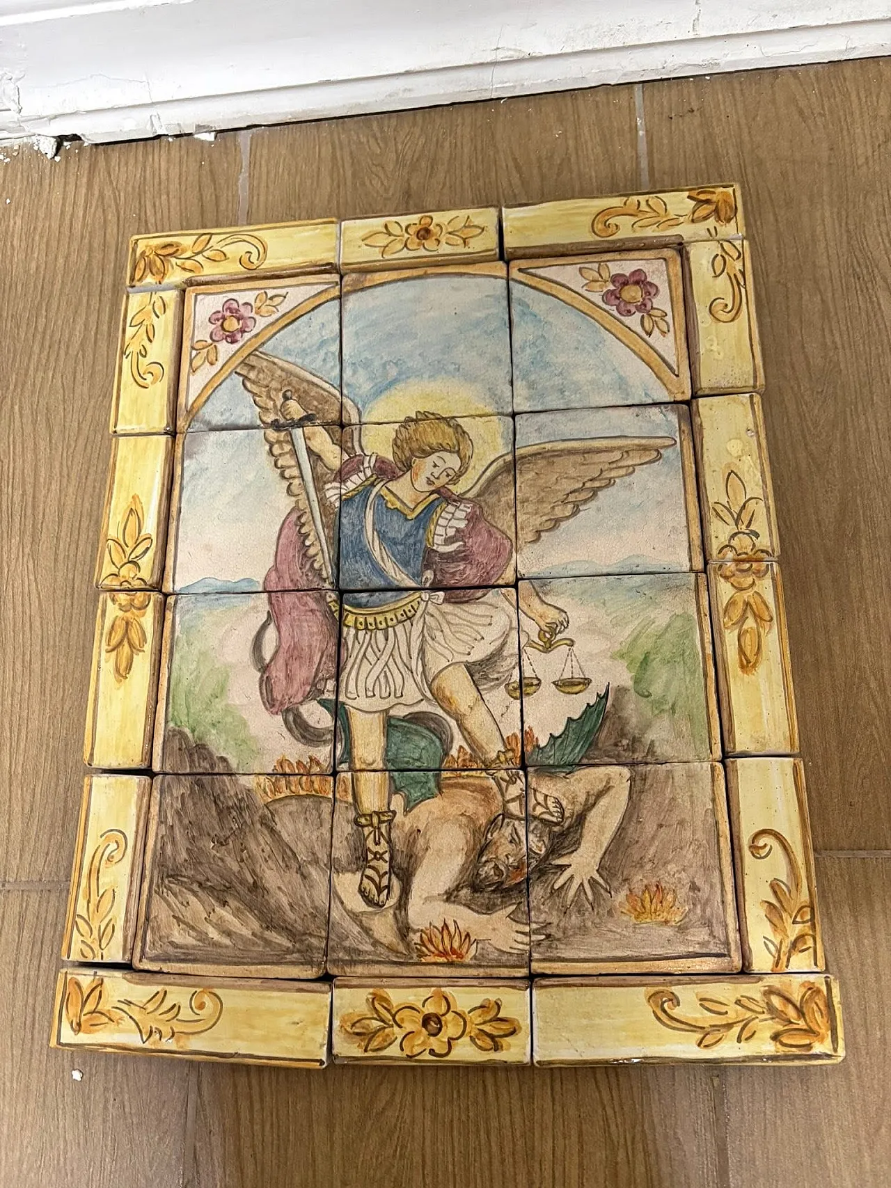 Tile painting of Saint Michael the Archangel, 50s 3