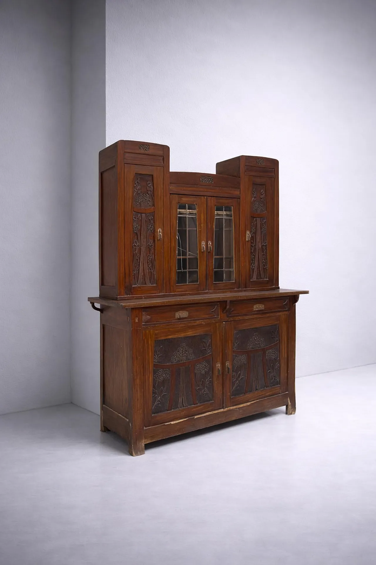 Art Nouveau period buffet cabinet with glass doors, early 20th century 4