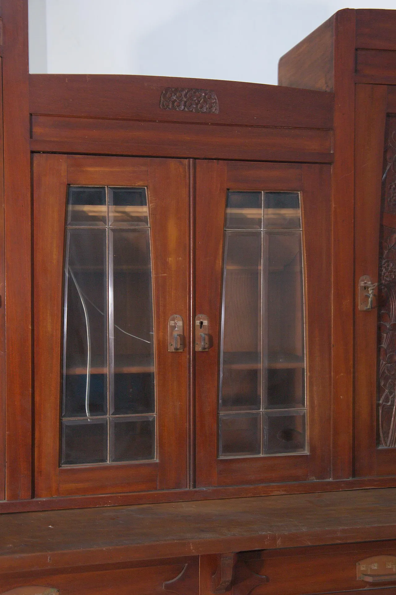 Art Nouveau period buffet cabinet with glass doors, early 20th century 9