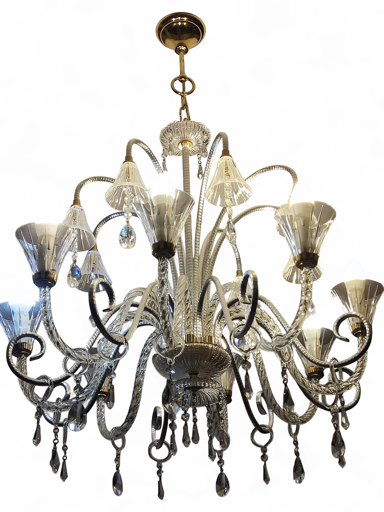 Venetian blown glass chandelier in Murano style, 1970s 9