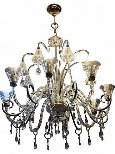 Venetian blown glass chandelier in Murano style, 1970s