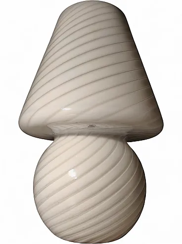 Murano Glass Mushroom Lamp with Filigree Swirl by Vetreria 022, 70s