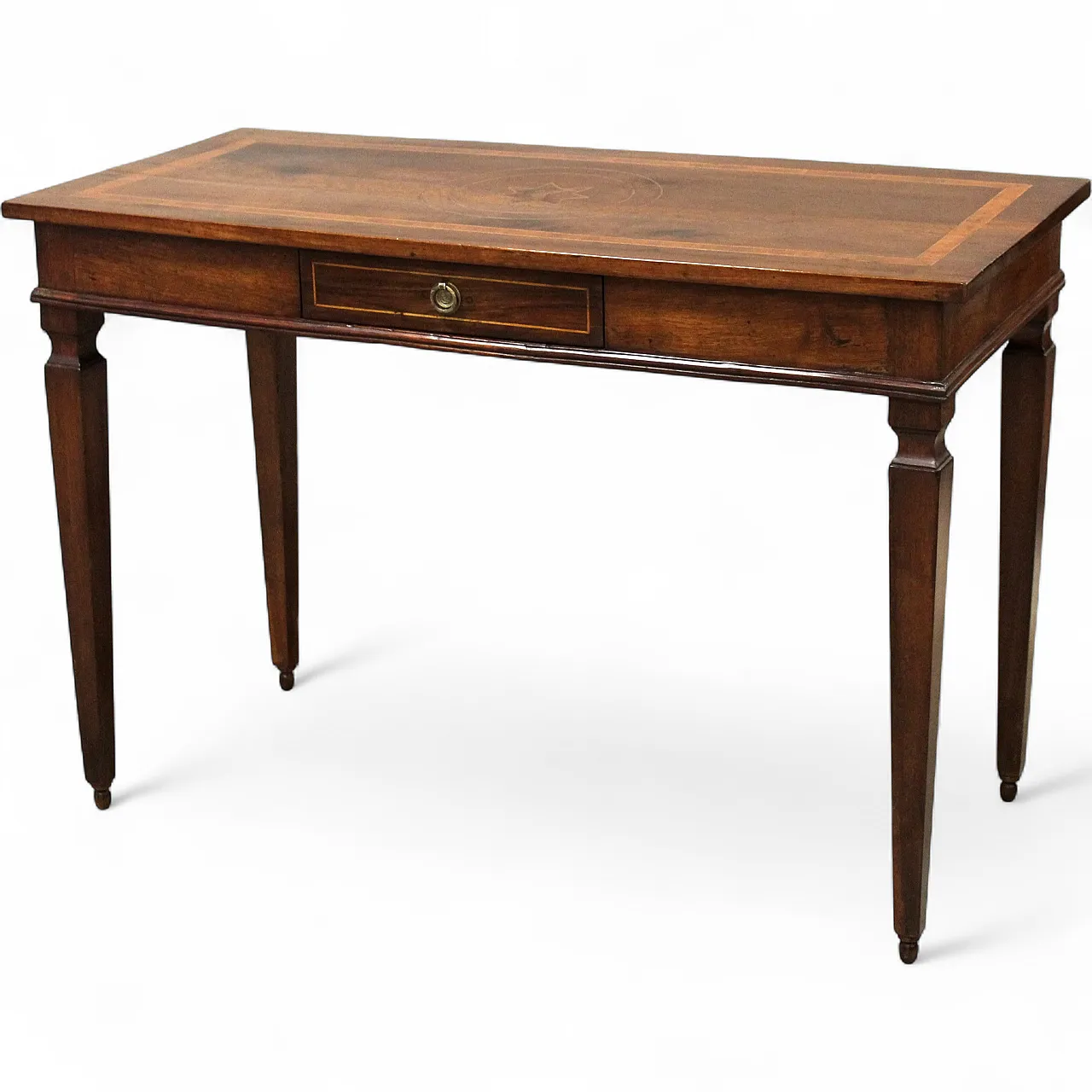 Louis XVI console writing table Italian inlaid walnut, 18th century 13