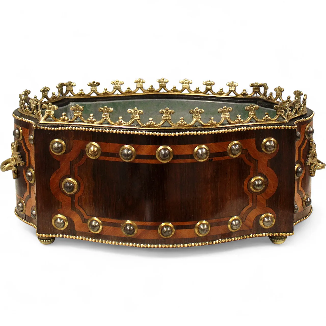 Jardiniere centerpiece Napoleon III inlaid planter 19th century 9