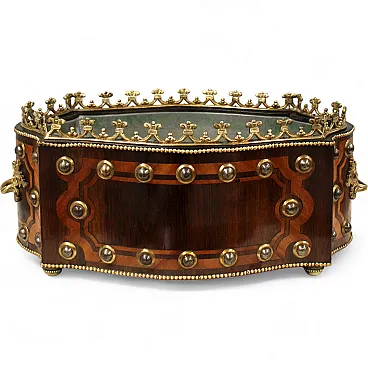 Jardiniere centerpiece Napoleon III inlaid planter 19th century