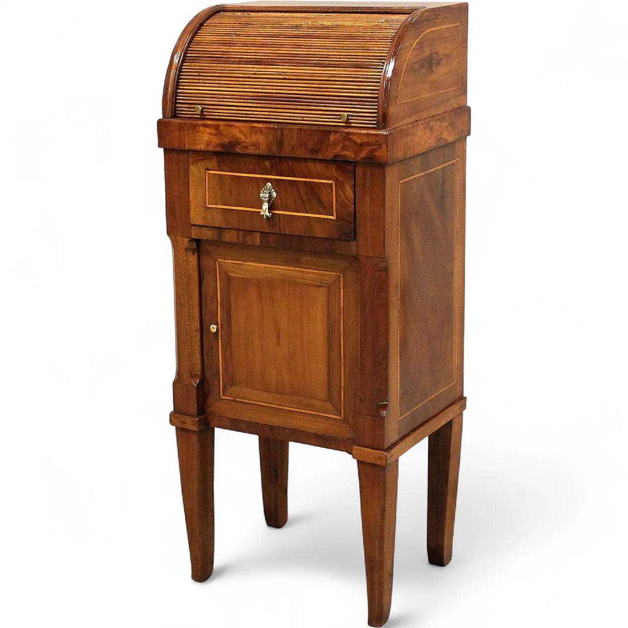 Direttorio bedside table in 18th century Italian inlaid walnut 15