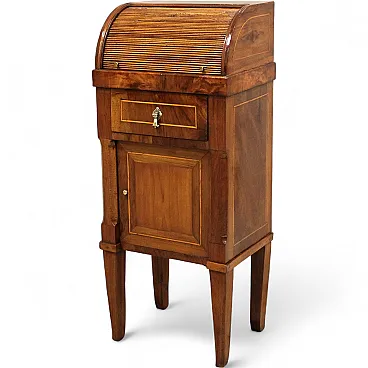 Direttorio bedside table in 18th century Italian inlaid walnut