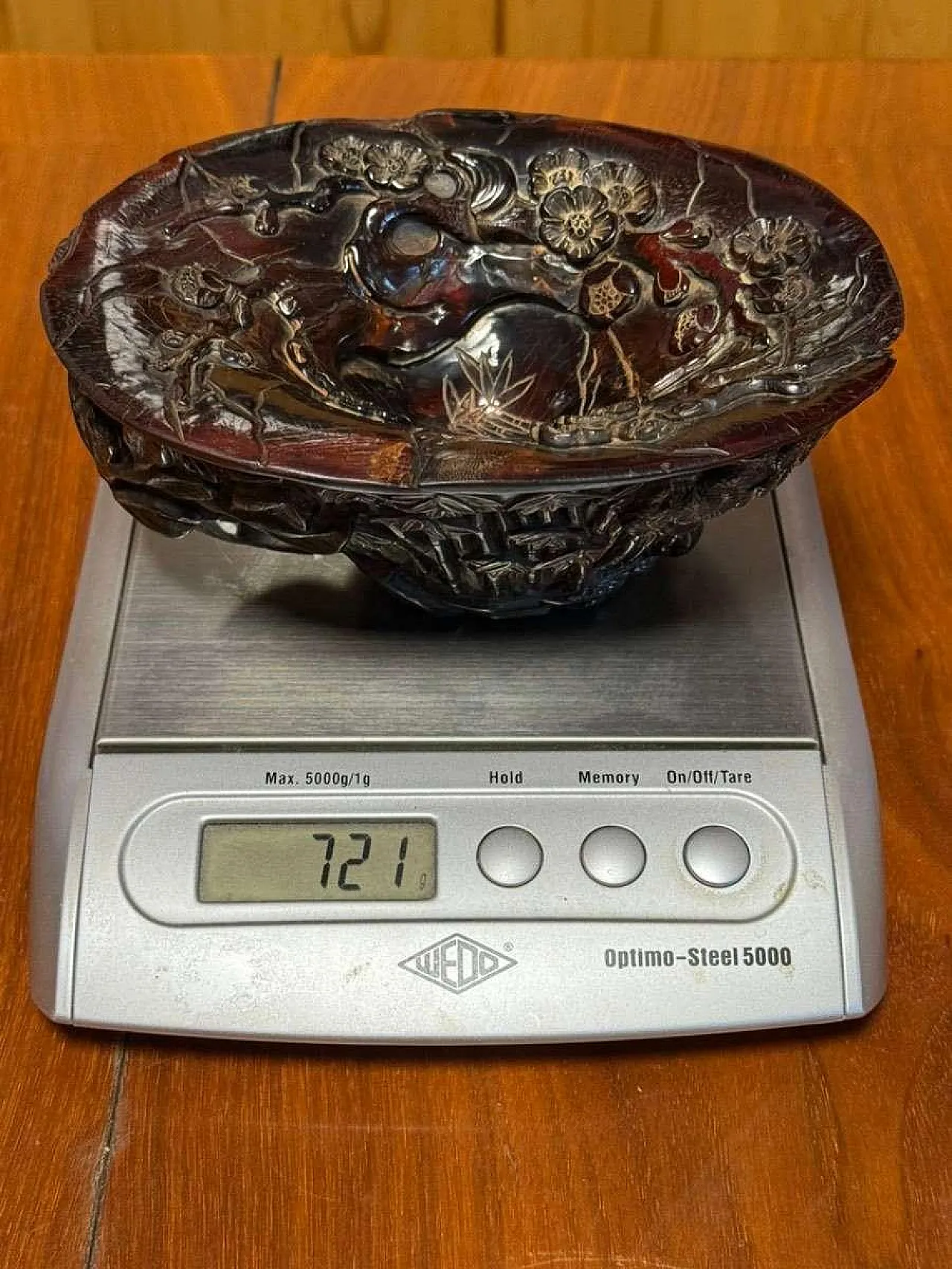 Chinese carved buffalo horn scholar's bowl Qing Dynasty 8