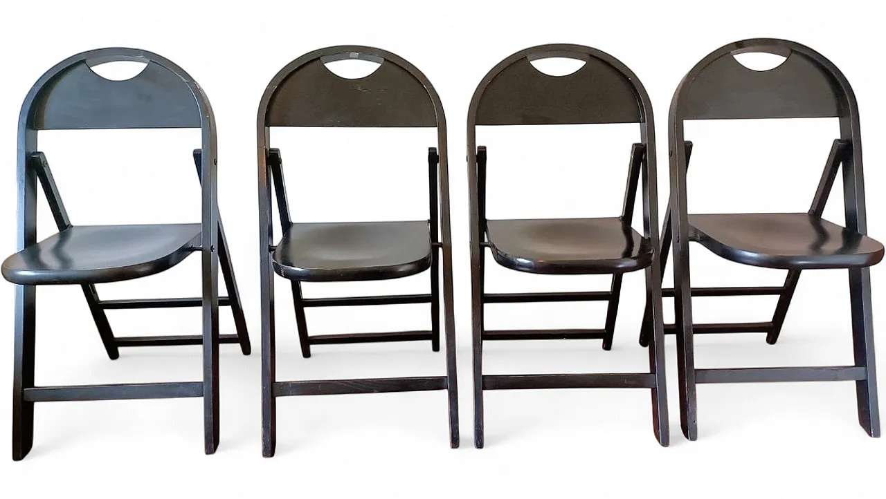 4 Folding Castiglioni style painted wooden chairs , 20th century 8