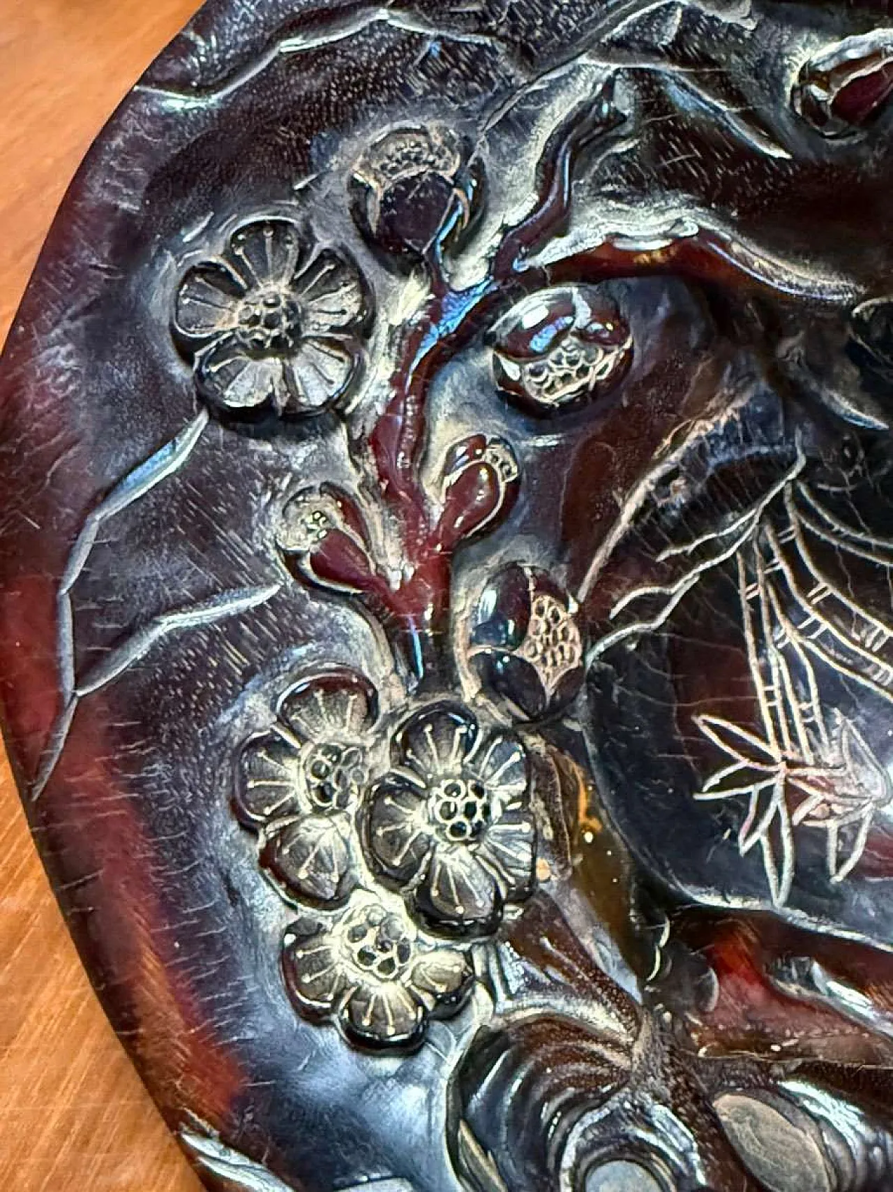 Chinese carved buffalo horn scholar's bowl Qing Dynasty 9