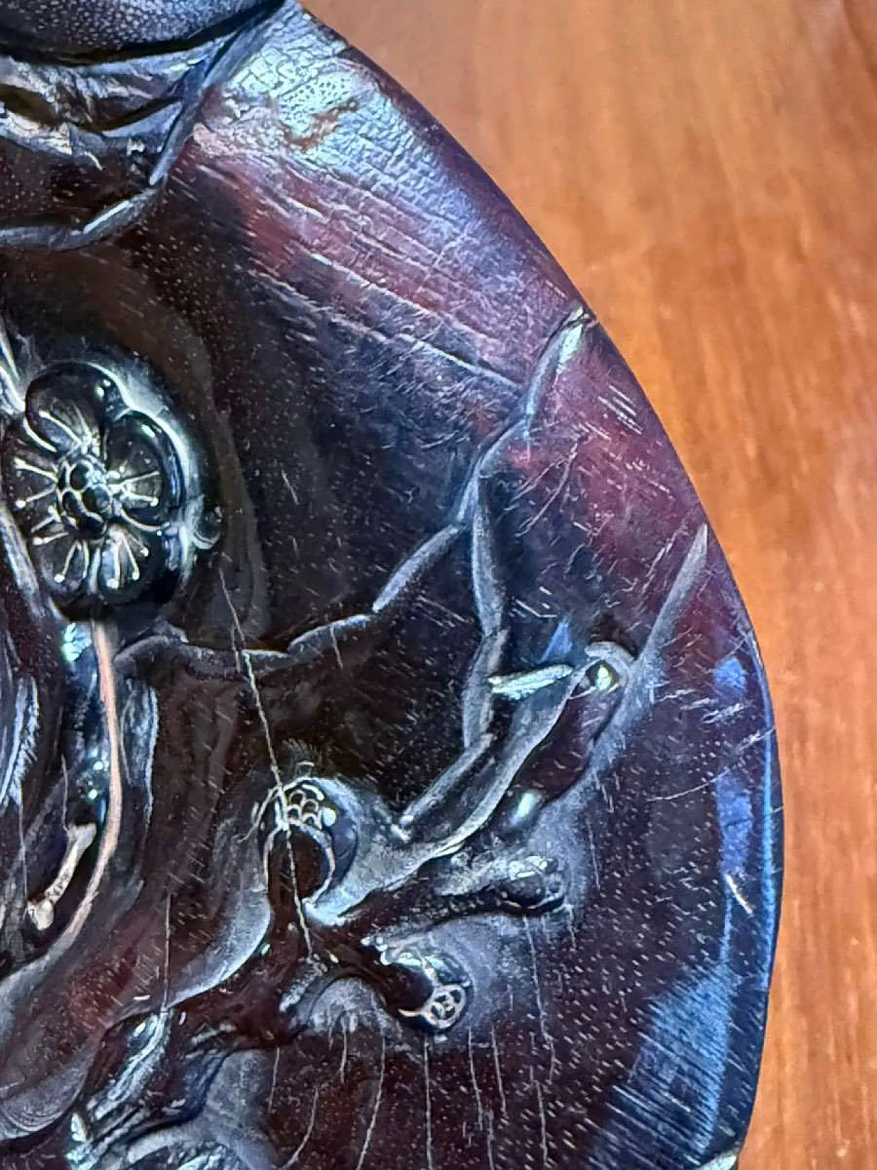 Chinese carved buffalo horn scholar's bowl Qing Dynasty 10