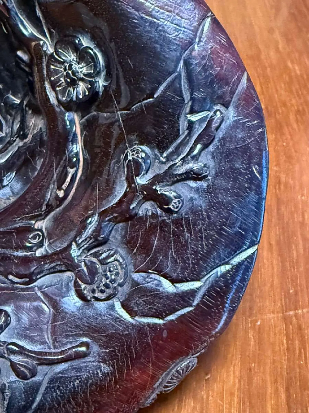Chinese carved buffalo horn scholar's bowl Qing Dynasty 11