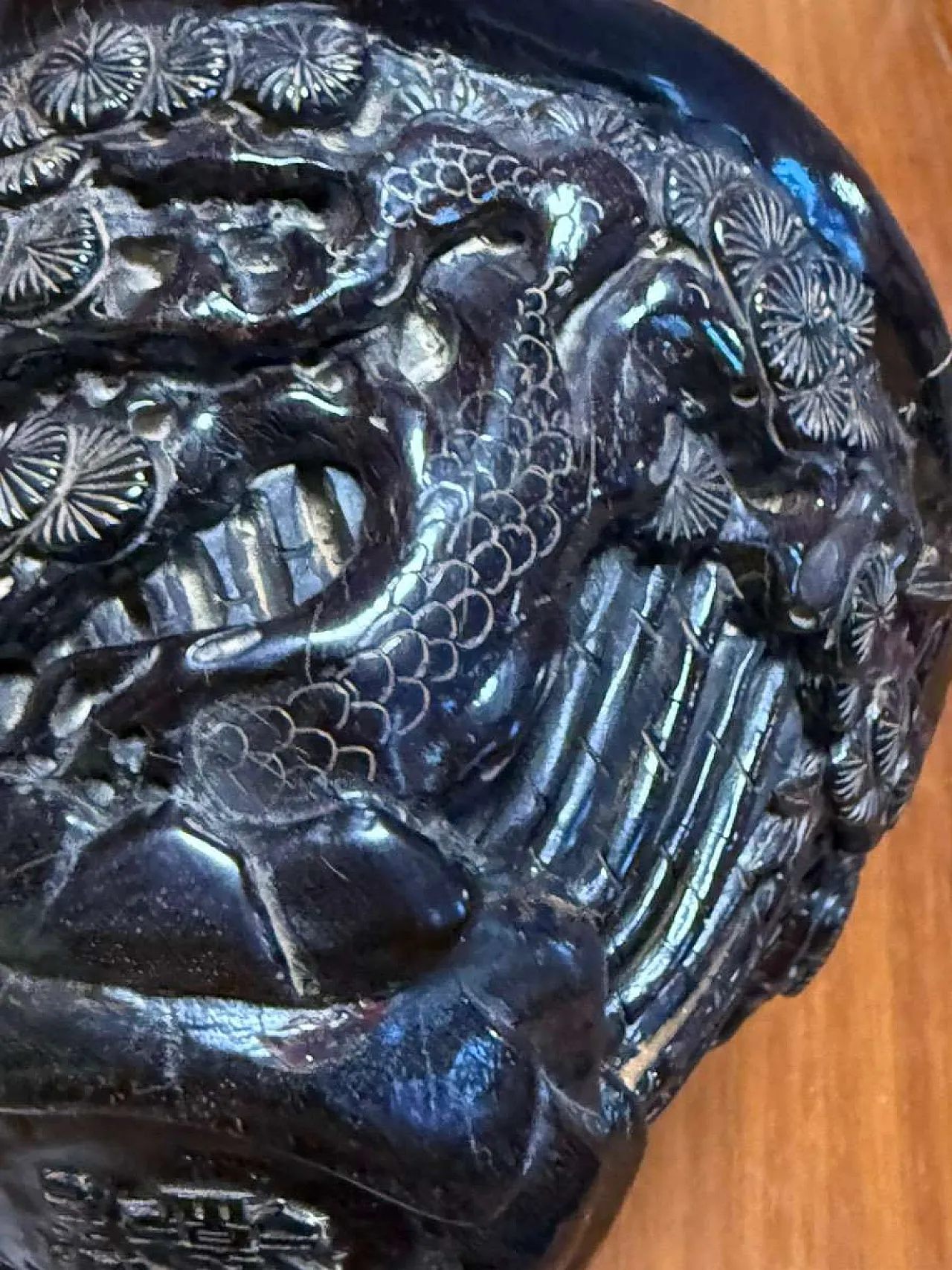 Chinese carved buffalo horn scholar's bowl Qing Dynasty 13