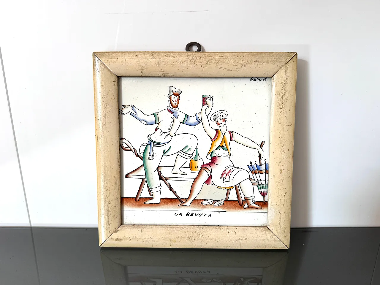 Piastrella La Bevuta di Gio Ponti per Richard Ginori, anni '30 3