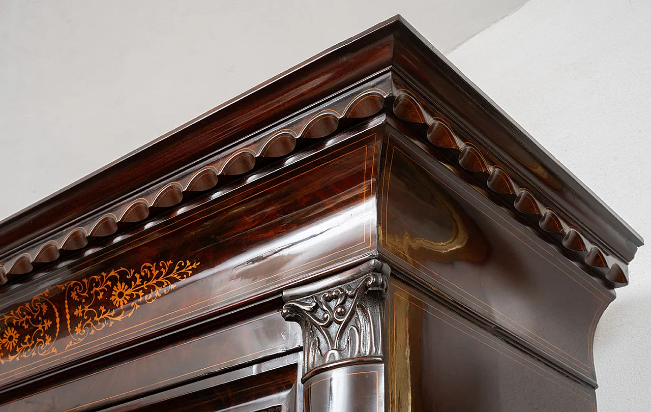 Smith Neapolitan wardrobe in mahogany feather with inlay inserts 4