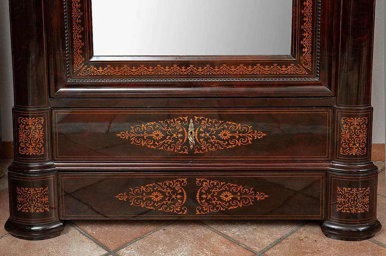 Smith Neapolitan wardrobe in mahogany feather with inlay inserts 5