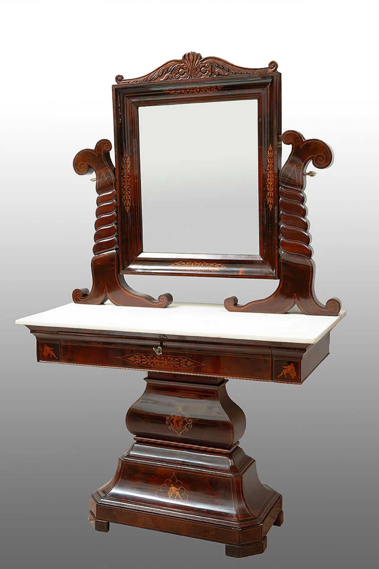 Smith Neapolitan toilet in mahogany feather, 19th century 1