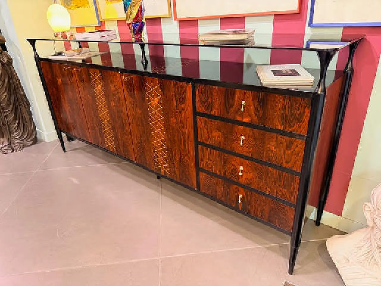 Credenza in legno di palissandro Santos, anni '50 3