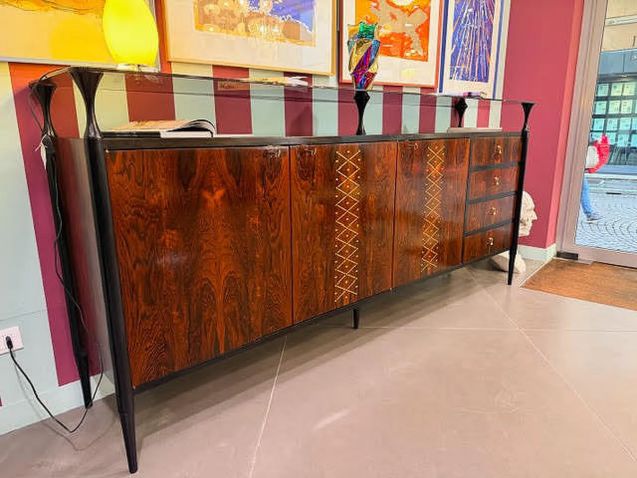 Credenza in legno di palissandro Santos, anni '50 4