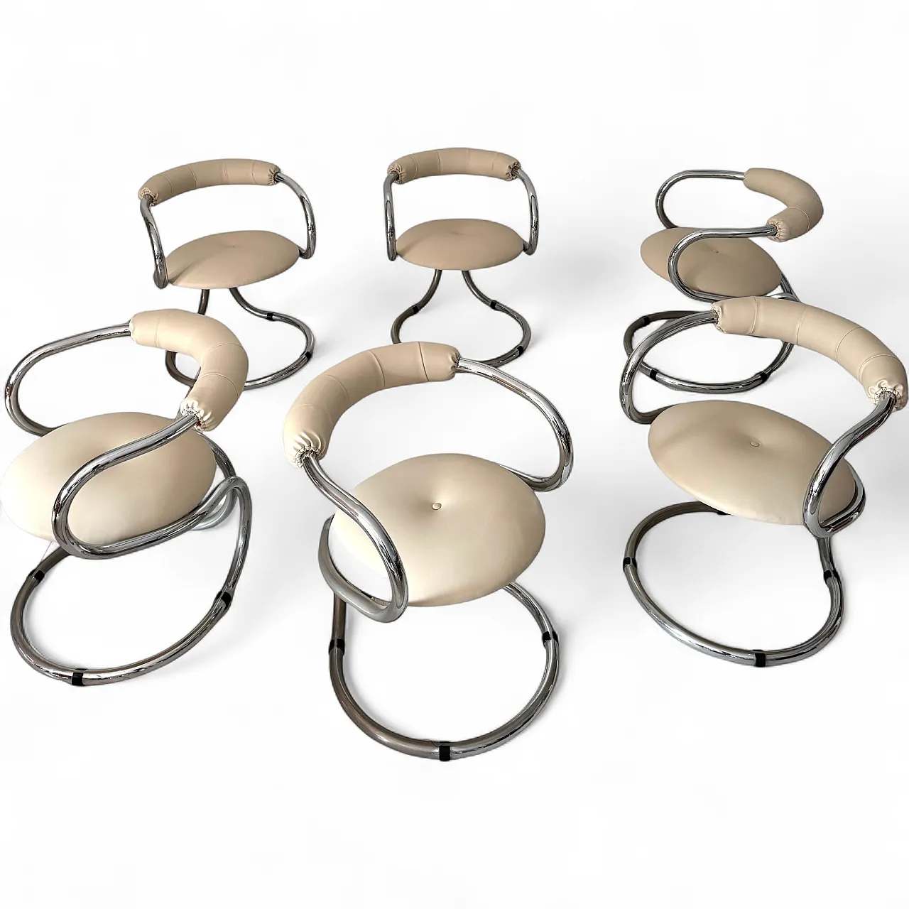 6 Chairs by Rudi Bonzanini for Tecnosalotto, 1970s 16