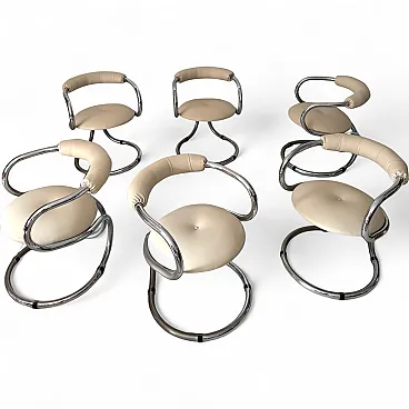 6 Chairs by Rudi Bonzanini for Tecnosalotto, 1970s