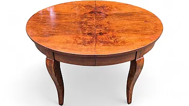 Extendable oval walnut burl table, 19th century
