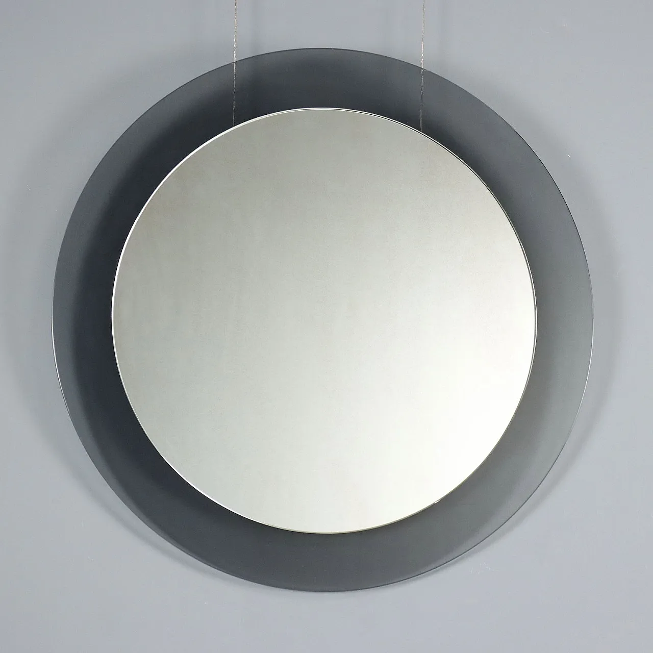 Round mirror in smoked glass, 1960s 1