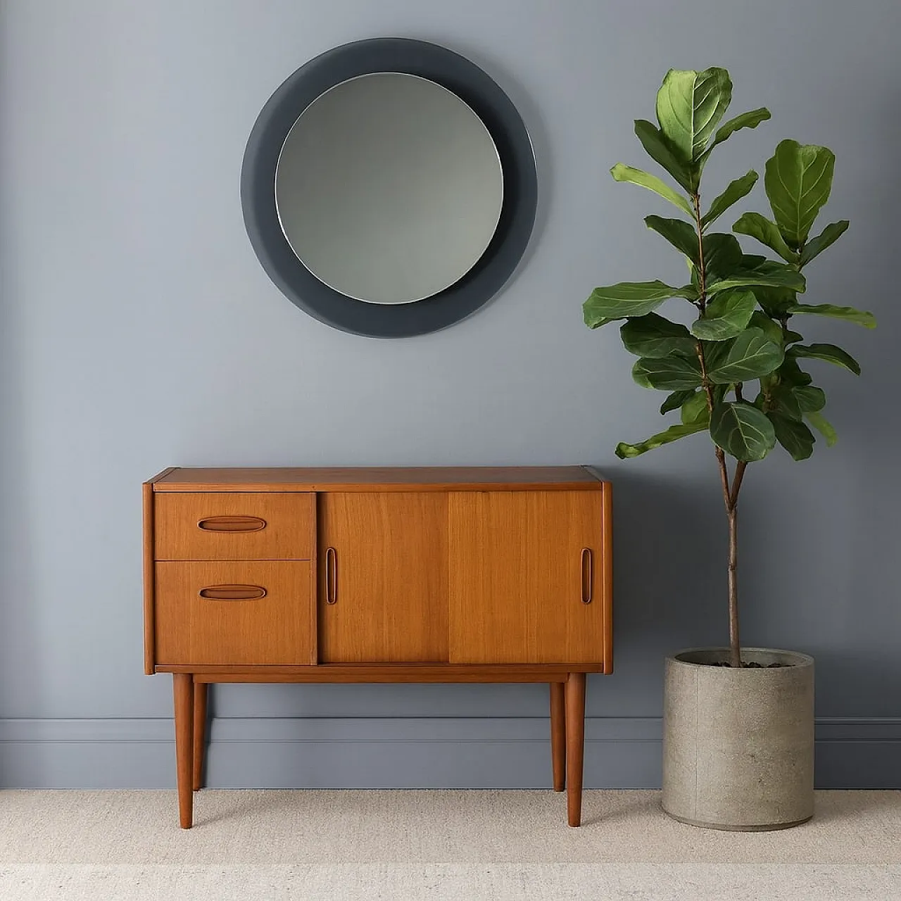Round mirror in smoked glass, 1960s 2
