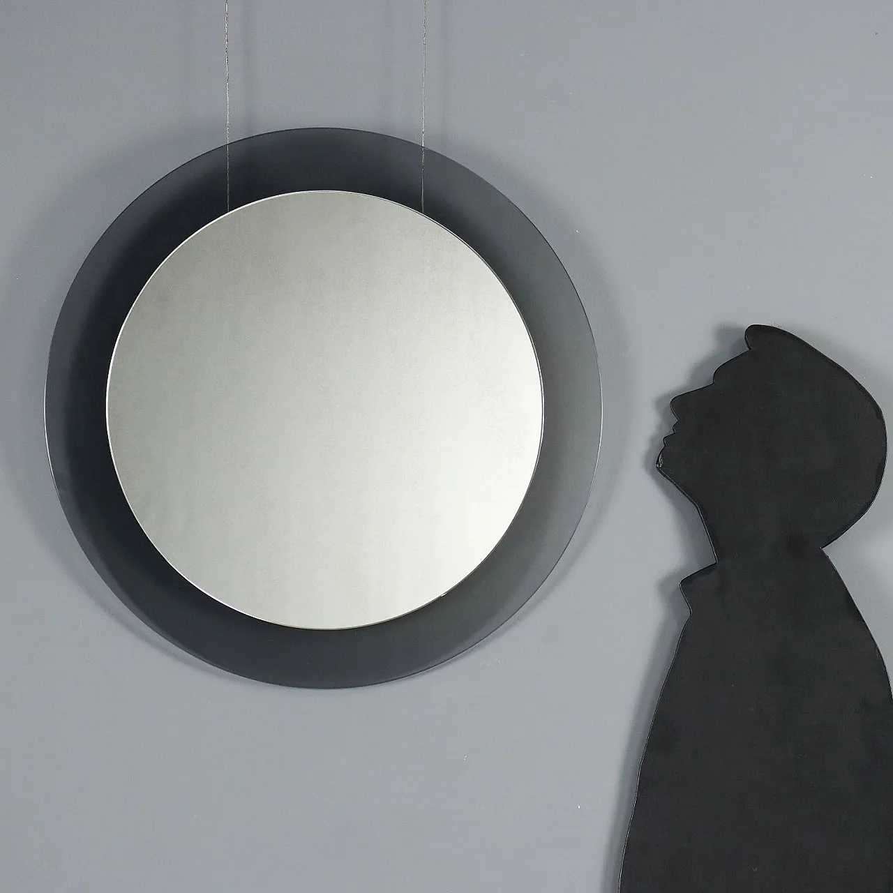 Round mirror in smoked glass, 1960s 3