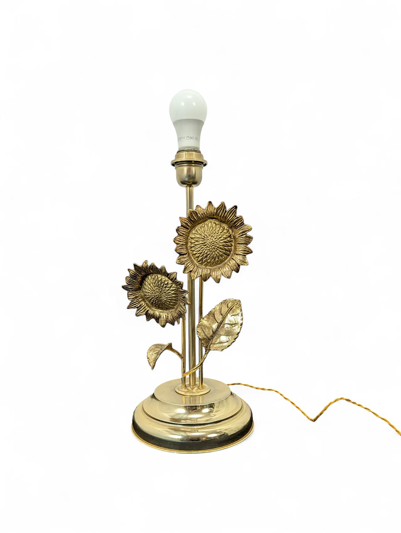 Sunflower patterned brass table lamp 1